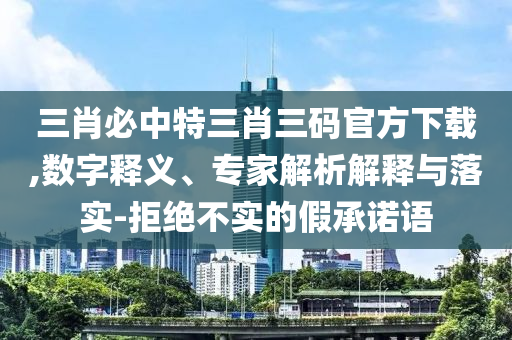 三肖必中特三肖三碼官方下載,數(shù)字釋義、專家解析解釋與落實-拒絕不實的假承諾語